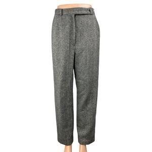 J .London 100% Wool Gray Herringbone High Rise Straight Trousers Dress Pants 10